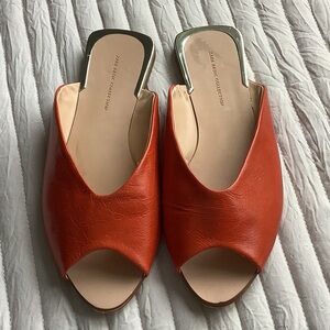 Zara Orange Mules Leather Open-Toe